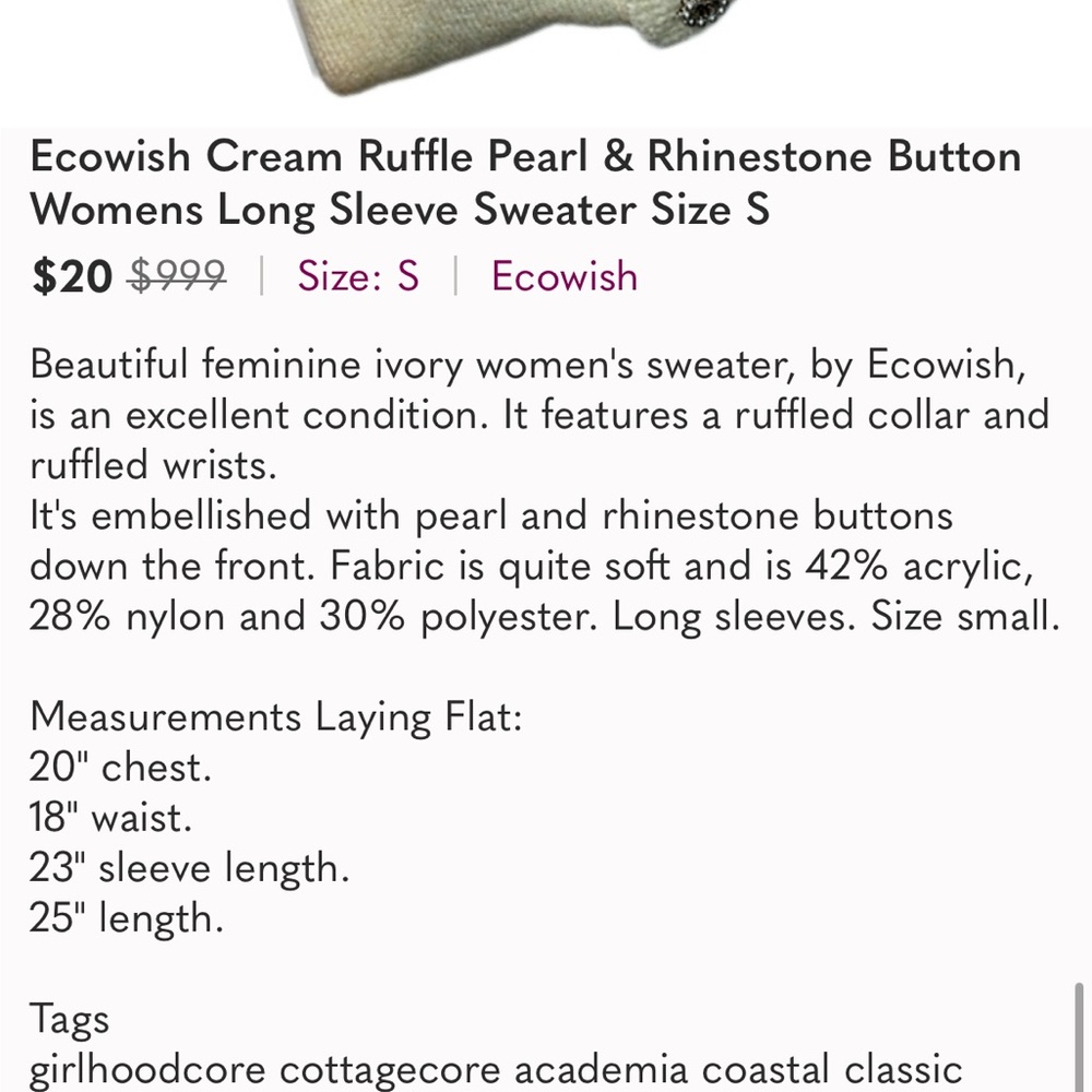 Cream Ruffled Sweater ✨ - Picture 7 of 7